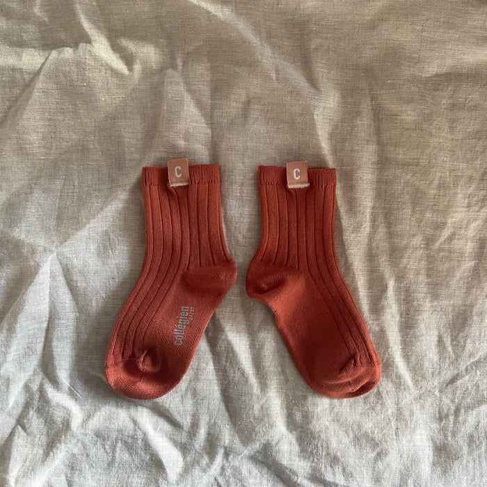 Collégien Cyril Kids Ribbed Ankle Socks - Pumkin Spice