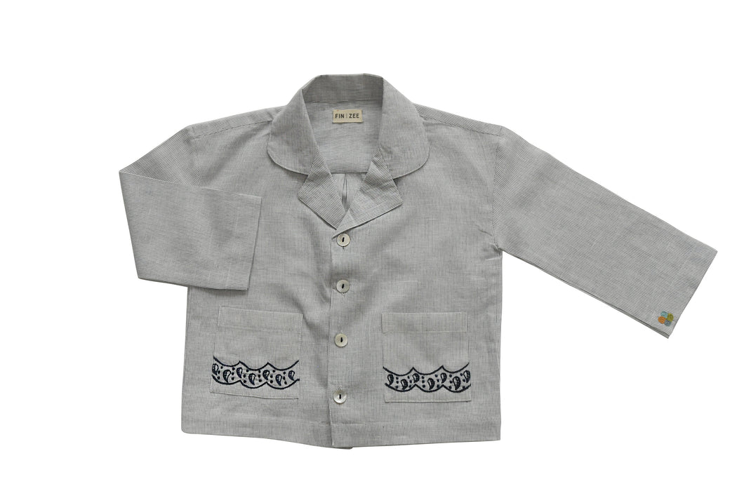 Riley Long Sleeve Shirt Jacket - Marine Stripe