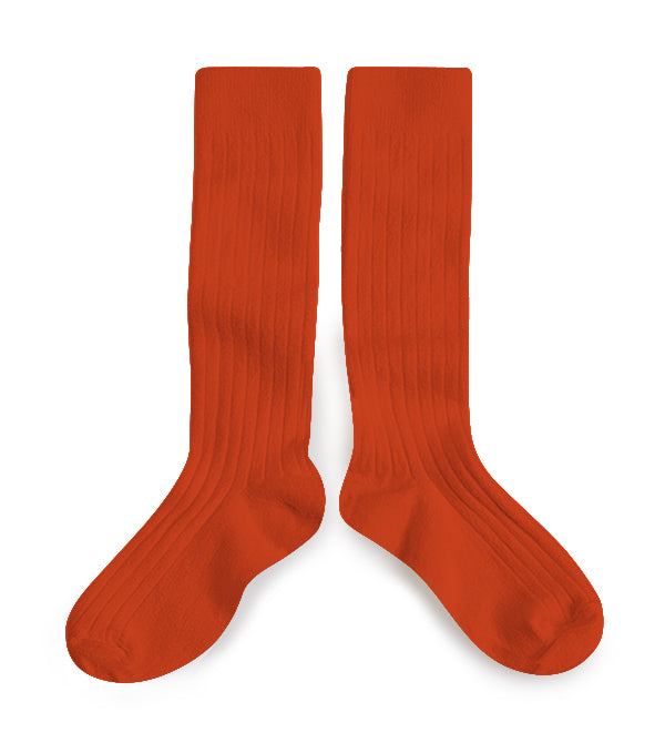 Collégien Ribbed Knee Socks - Orange