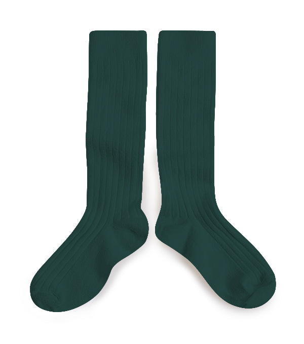 Collégien Ribbed Knee Socks - Deep Sea Green