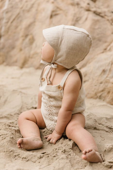 Briar Baby Brimmed Linen Bonnet - Sand